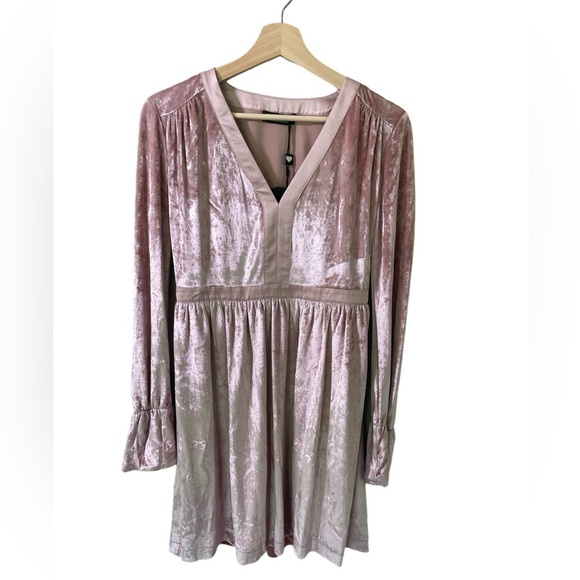 Twinset Velvet Mini Dress Pink Blush Size 6 Italian‎ Size 42 New - Picture 2 of 13